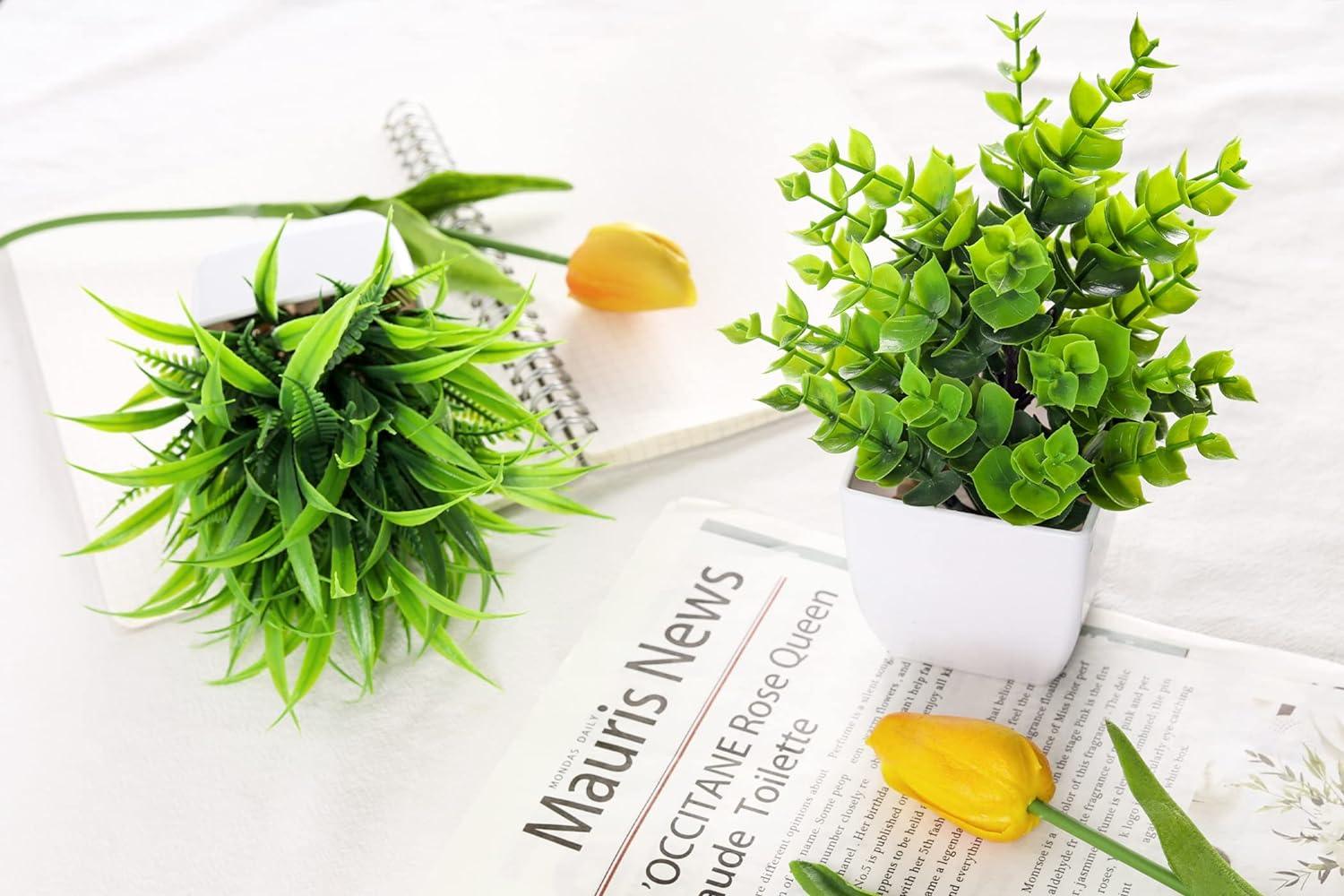 2 paquetes de plantas falsas pequeñas pequeñas plantas artificiales en maceta - VIRTUAL MUEBLES