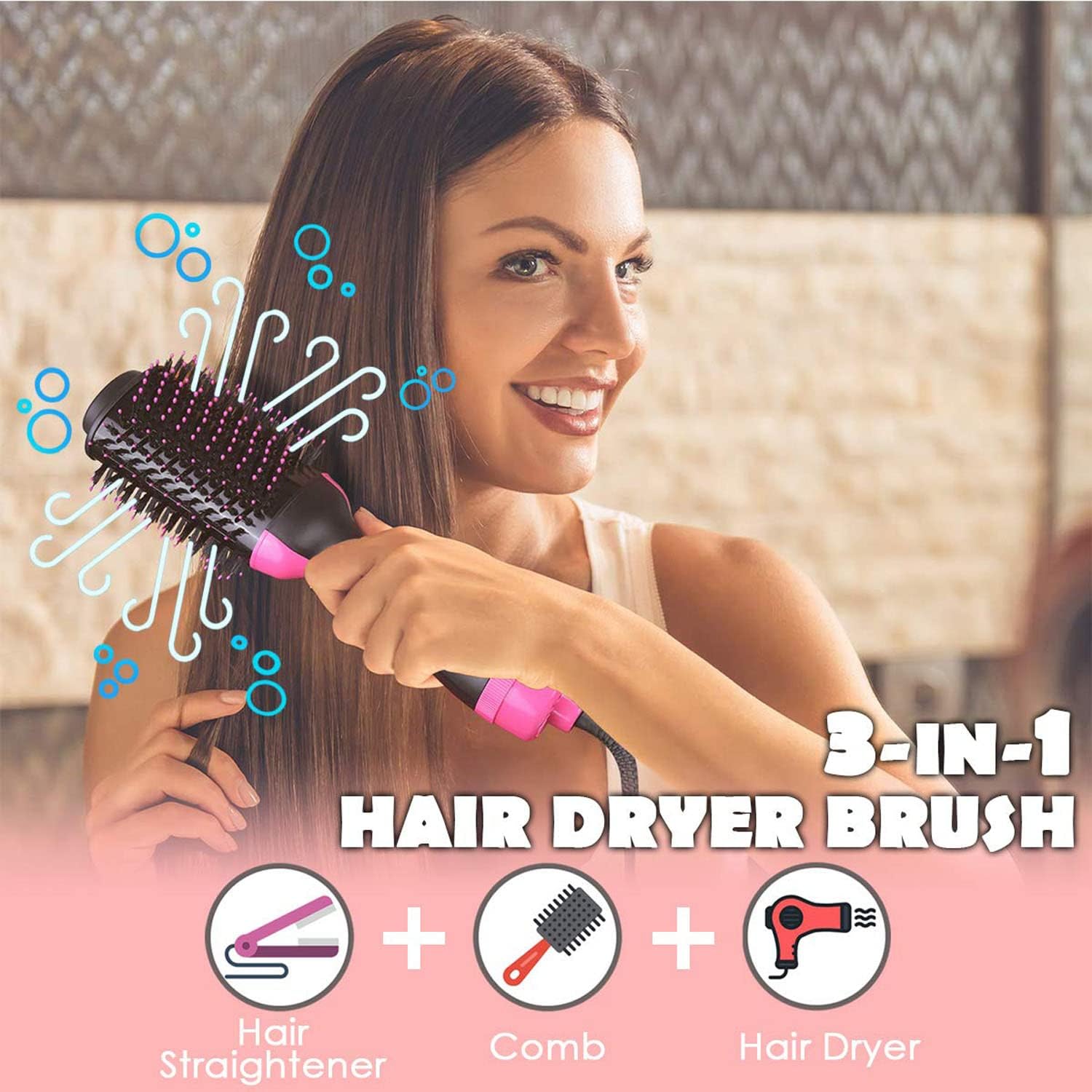Cepillo secador de pelo, cepillo secador de pelo en un cepillo profesional de
