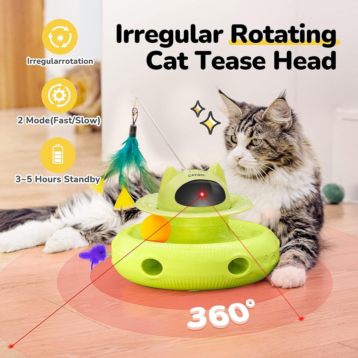 CATISM Juguetes para gatos 4 en 1, juguete interactivo para gatos de interior,