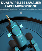 Micrófono de solapa Lavalier inalámbrico dual para iPhone, Android, cámara 2