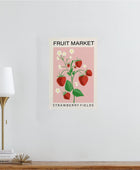 Letrero de lata de mercado de frutas con estampado de frutas y fresas, arte de