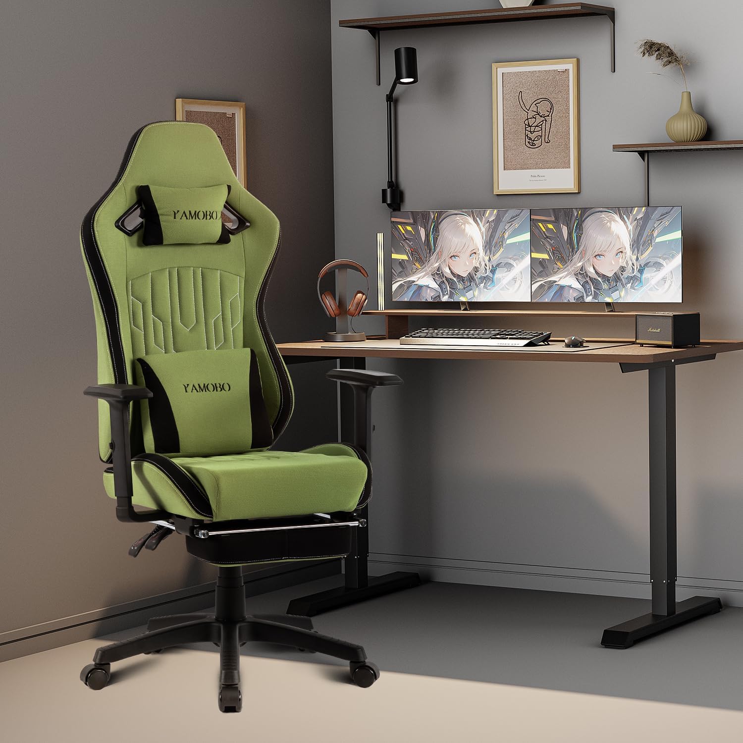 Silla gamer, silla de jugador para adultos, silla de videojuegos, silla de  computadora, silla ergonómica de PC con soporte lumbar (negro)
