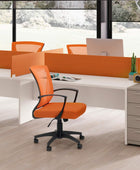 Silla de oficina con respaldo medio, silla de escritorio giratoria con soporte