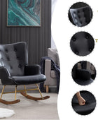 Mecedora tapizada de cuero para guardería, silla mecedora con respaldo copetudo
