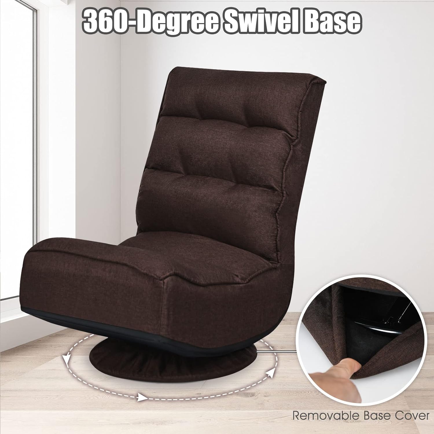 Silla giratoria de 360 grados, silla plegable ajustable de 6 posiciones,