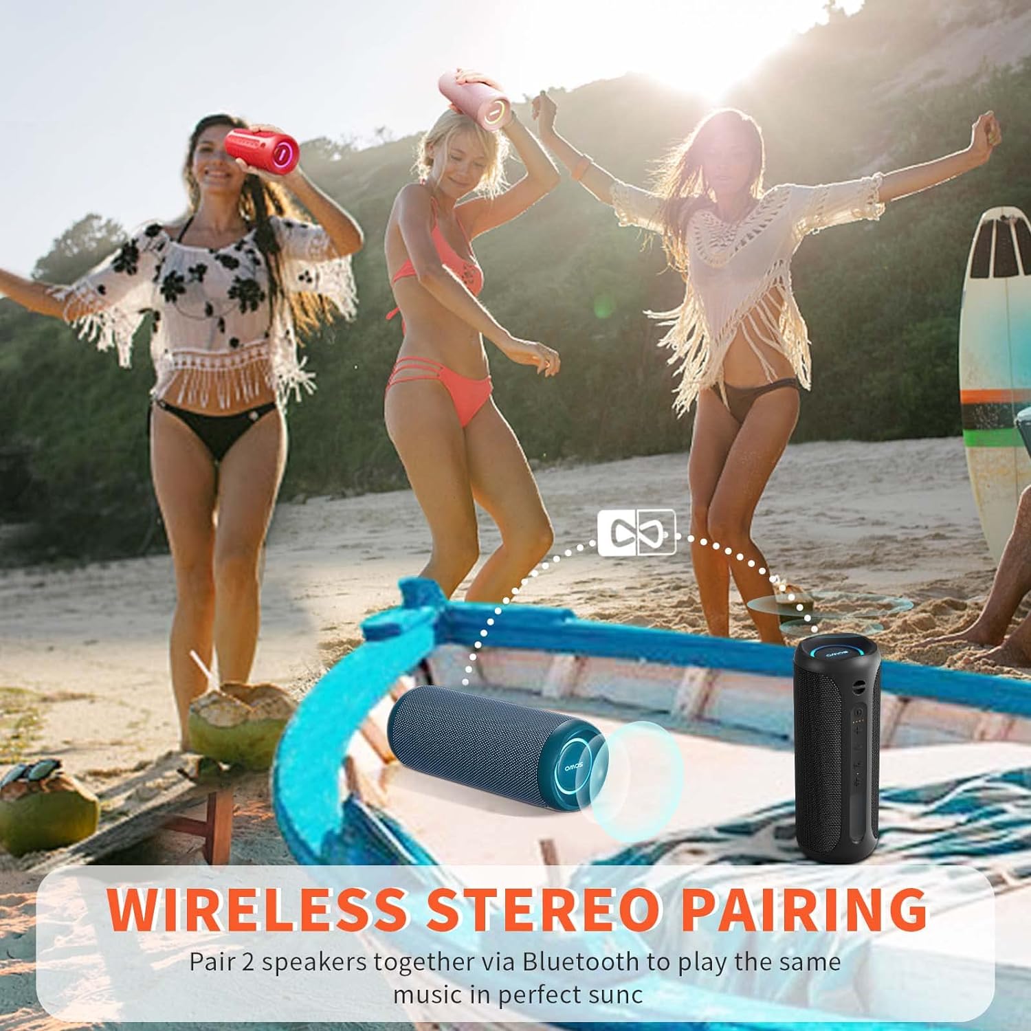  Altavoz Bluetooth portátil, IPX7 impermeable altavoz  inalámbrico con luces intermitentes coloridas, 25 W Super Bass 24 horas de  reproducción, rango de 100 pies, emparejamiento TWS para exteriores, hogar,  fiesta, playa, viajes : Electrónica