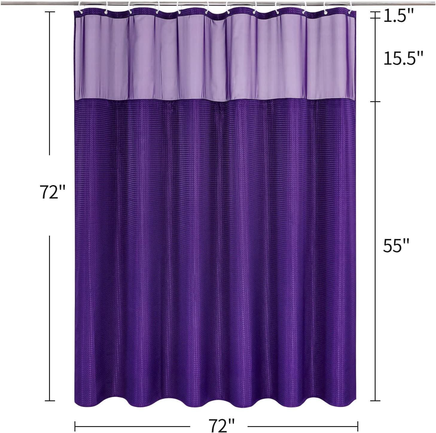 Juego de cortina de ducha de punto gofre morado con forro a presión, cortina de - VIRTUAL MUEBLES
