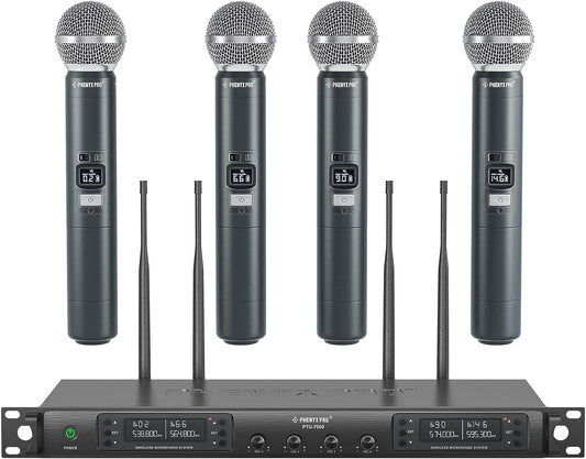 Sistema de micrófono inalámbrico, Pro de cuatro canales, set de micrófono