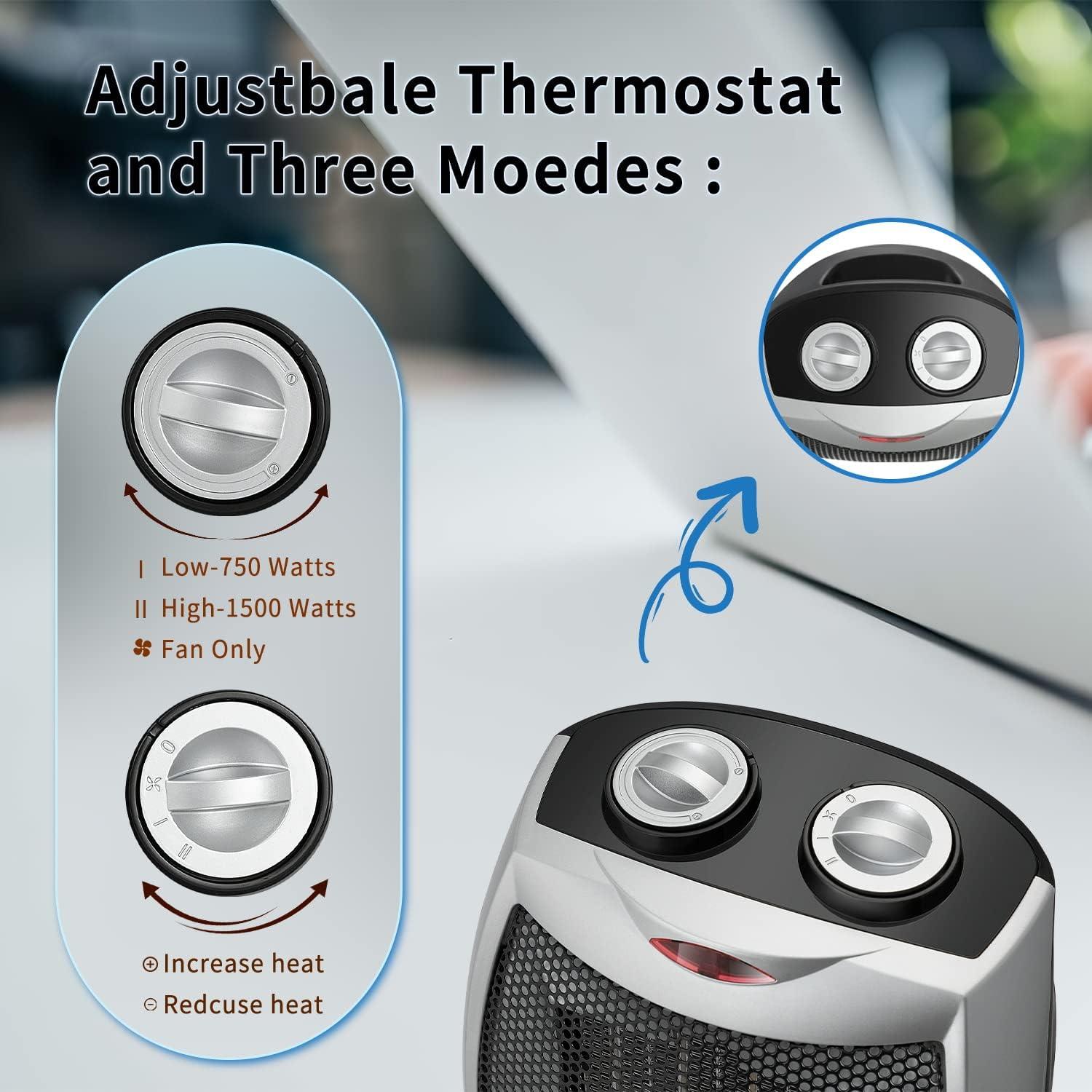 Kismile - Calentador eléctrico portátil, relleno de aceite con 3 ajustes de  calor, termostato ajustable, protección contra sobrecalentamiento y vuelco