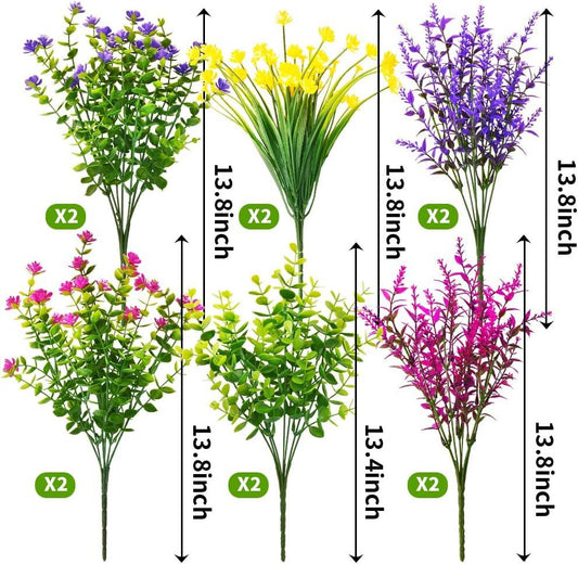 KLEMOO 12 paquetes de flores artificiales para exteriores, resistentes a los - VIRTUAL MUEBLES