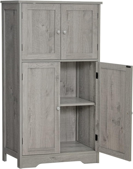 Armario de almacenamiento grande, armario de baño con 4 puertas y estante