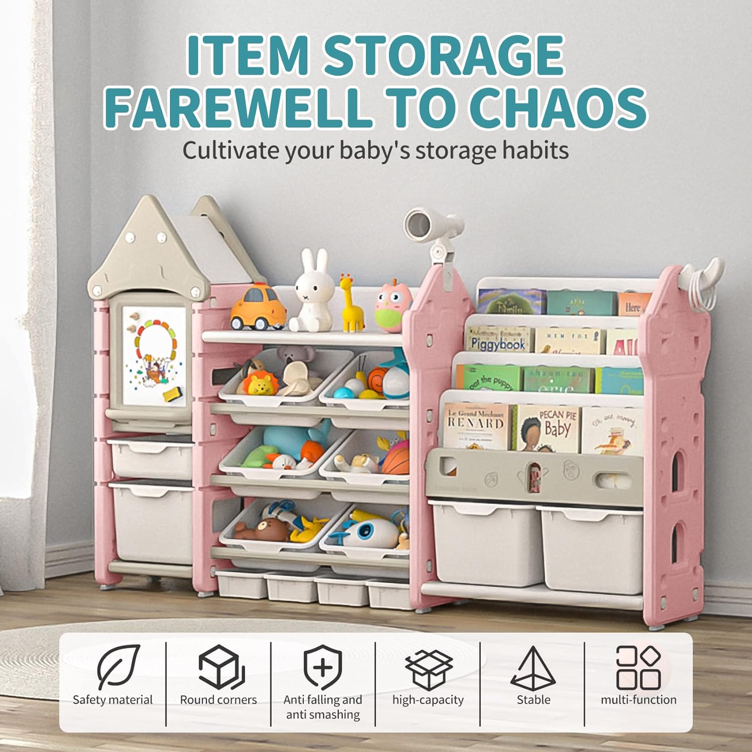 Organizador de almacenamiento de juguetes para niños y estantería para niños,