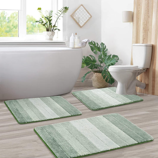 Juego de 3 alfombras de baño degradadas con tapete de baño en forma de U,