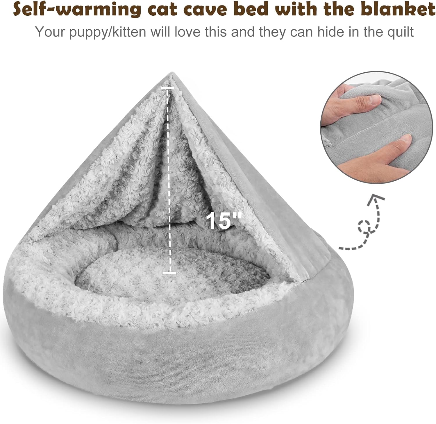 Cama pequeña para perros y gatos con manta con capucha, acogedora cama de lujo