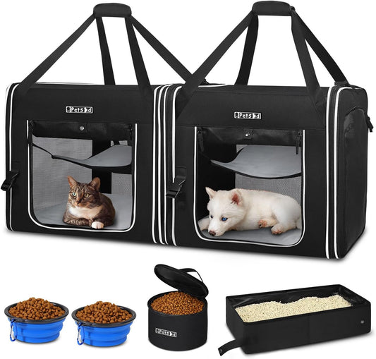Portador portátil doble para mascotas 2 en 1, jaula de viaje para gatos de 36 x
