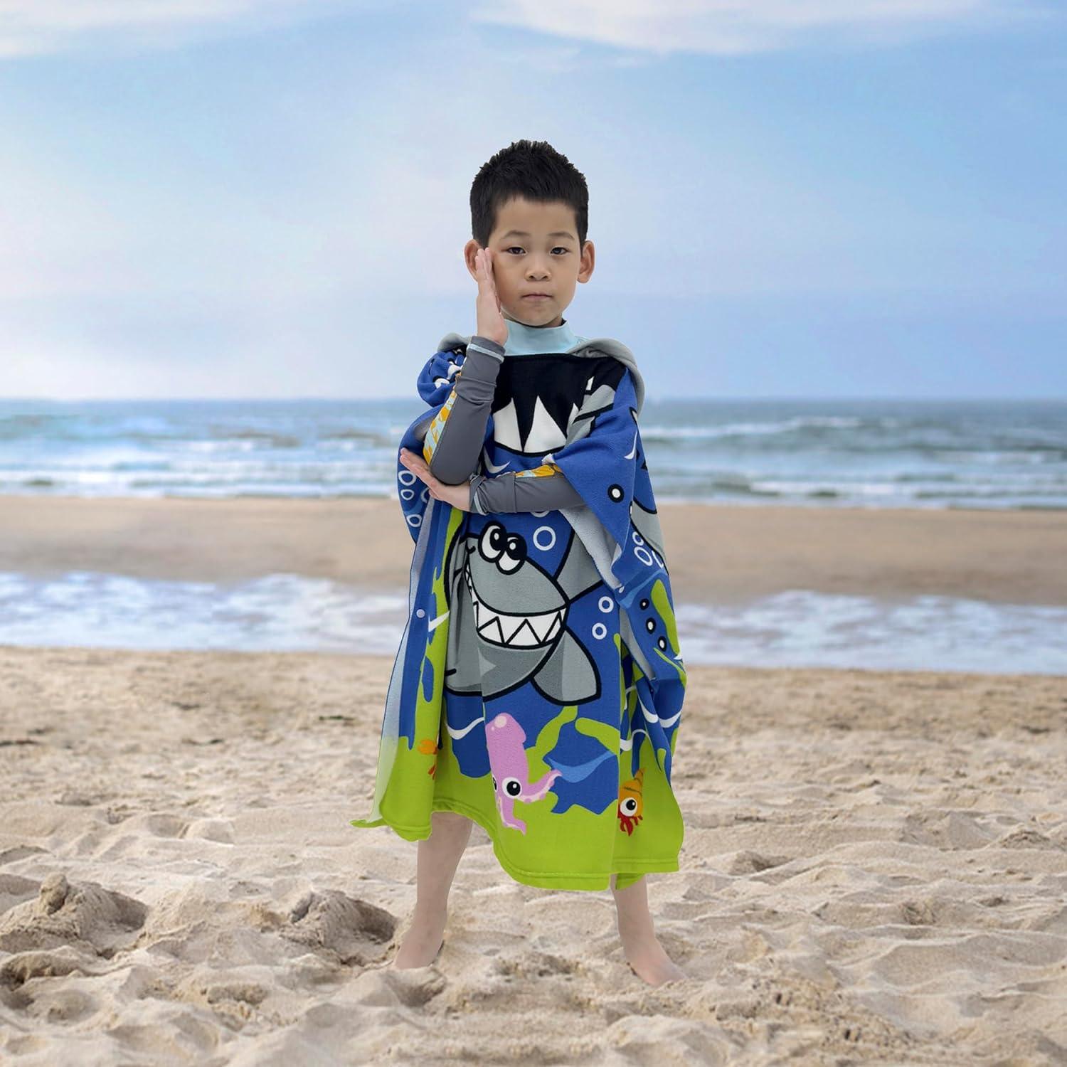 Toallas de playa con capucha para niños, toalla de baño para niños de 4 a 10 - VIRTUAL MUEBLES