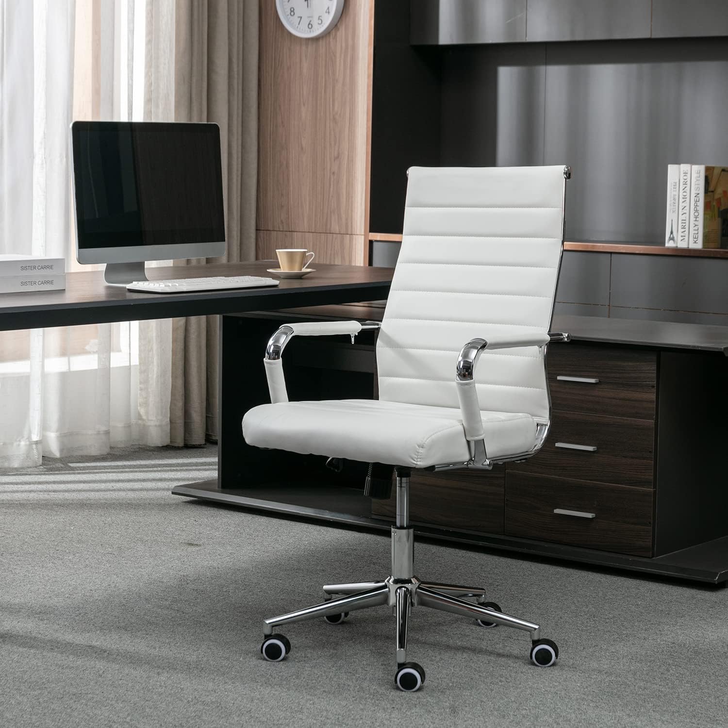 Okeysen Silla de escritorio de oficina, ergonómica, moderna, con respaldo alto,