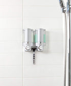 AVIVA Dispensador de jabón y ducha, color plateado satinado - VIRTUAL MUEBLES