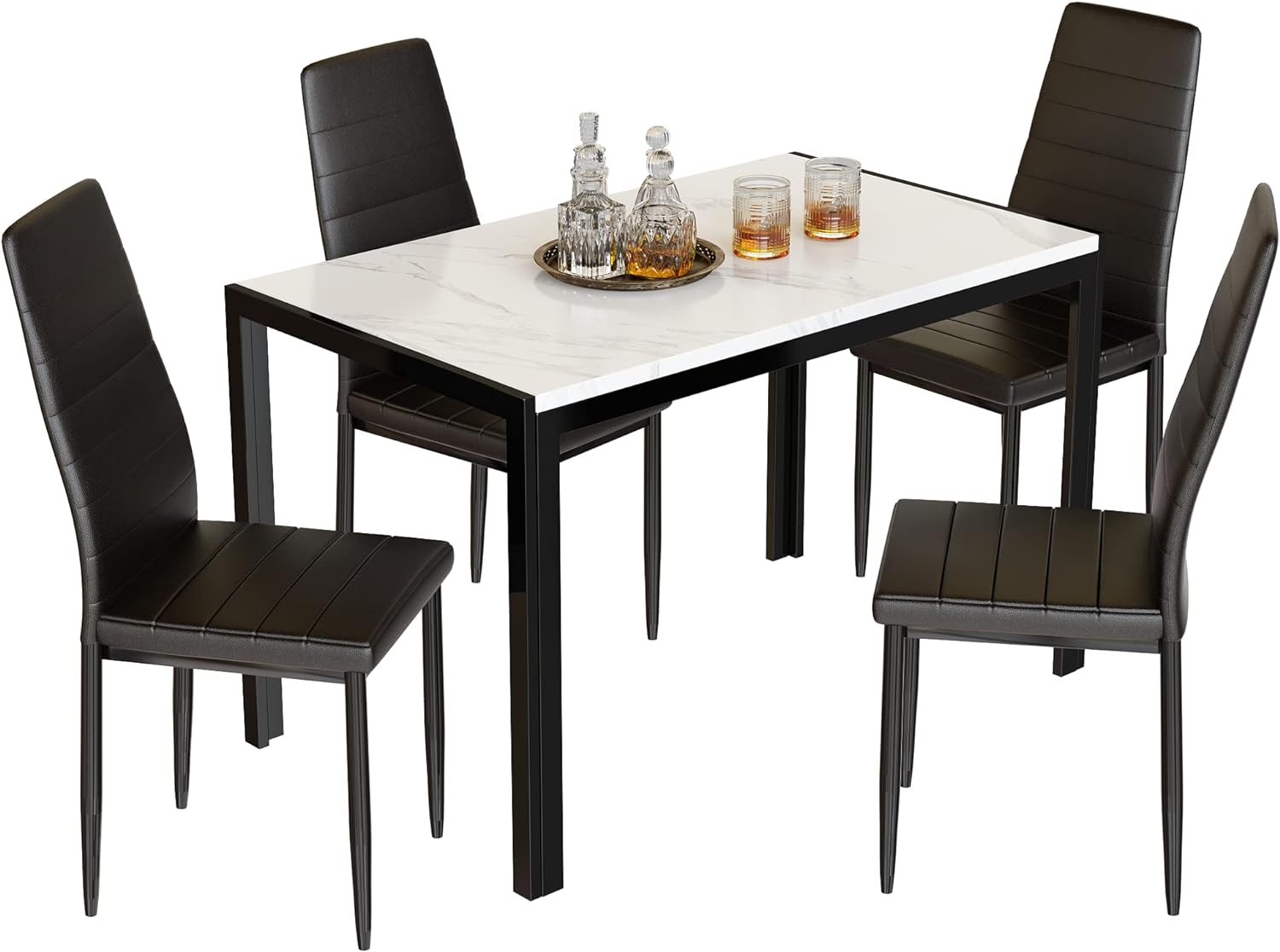 Mesa de cocina pequeña, juego de mesa de comedor de 3 piezas, juego de  taberna de mármol sintético, juego de mesa de desayuno, juego de mesa de