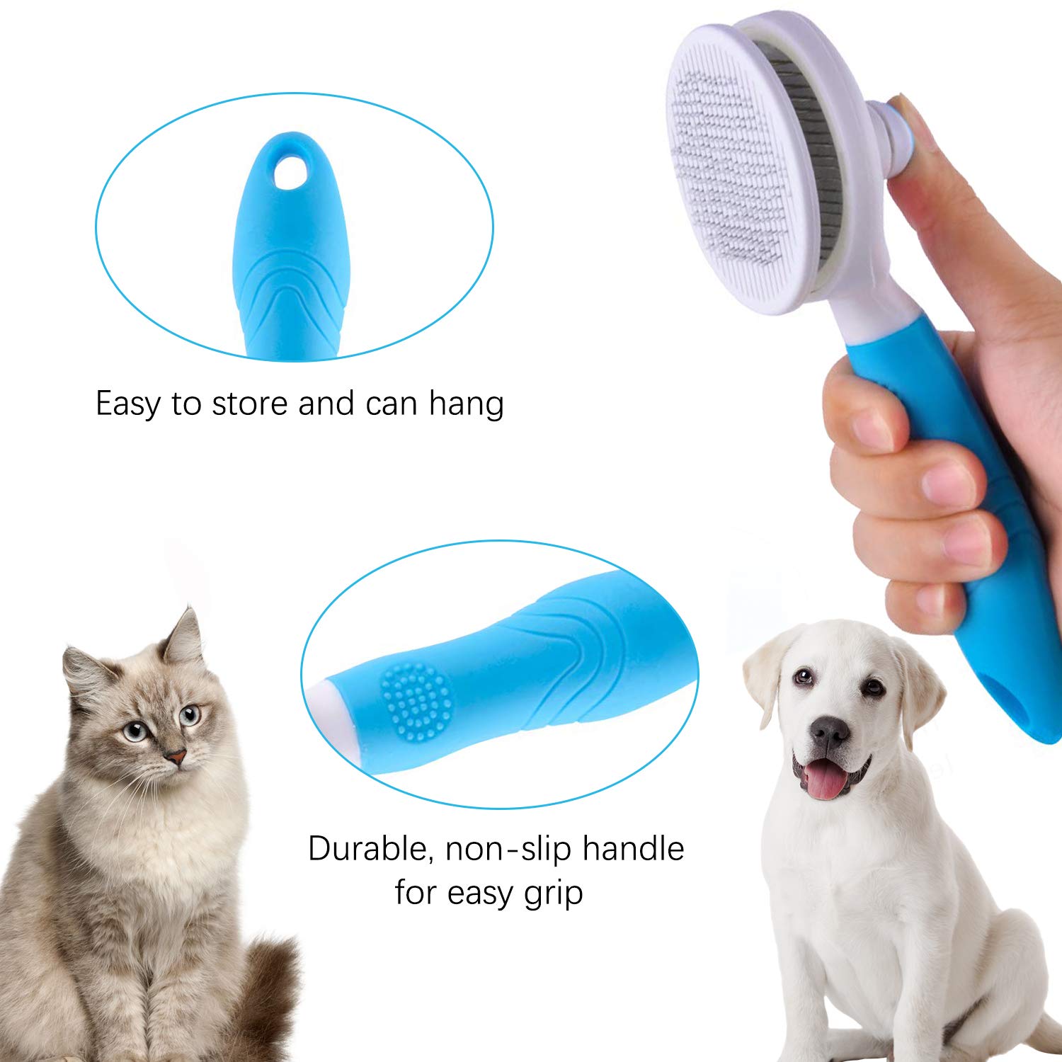 Cepillo de aseo para gatos, cepillos deslizantes de autolimpieza para perros y