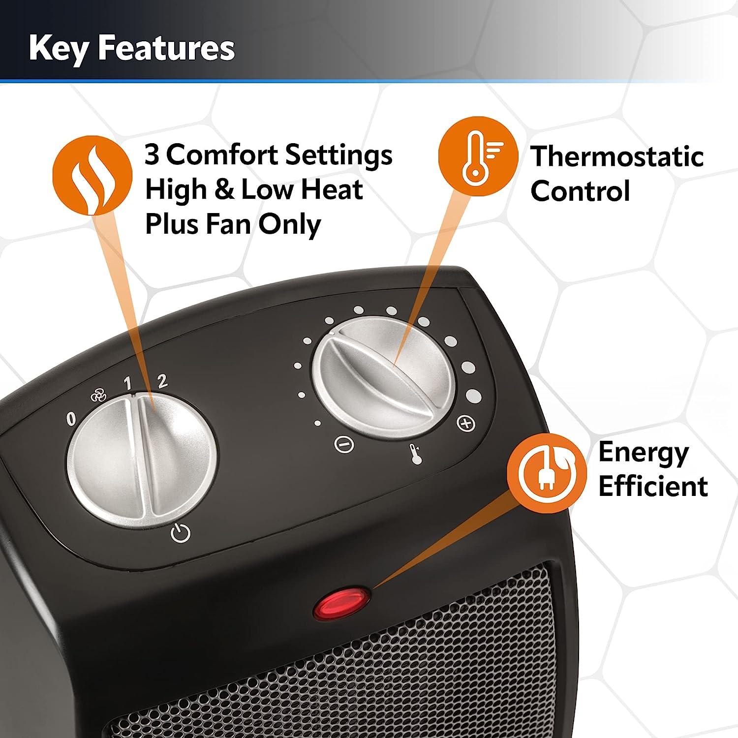Calentador de espacio de mesa de cerámica para el hogar con termostato - VIRTUAL MUEBLES
