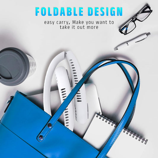 Portable & Foldable Neck Fan Hands Free Bladeless Personal Fan,LCD Display USB