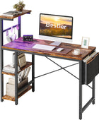 Escritorio para computadora con luces LED, escritorio para juegos con estantes