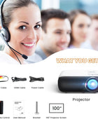 Proyector proyector Bluetooth nativo 1080P con pantalla de 100 pulgadas