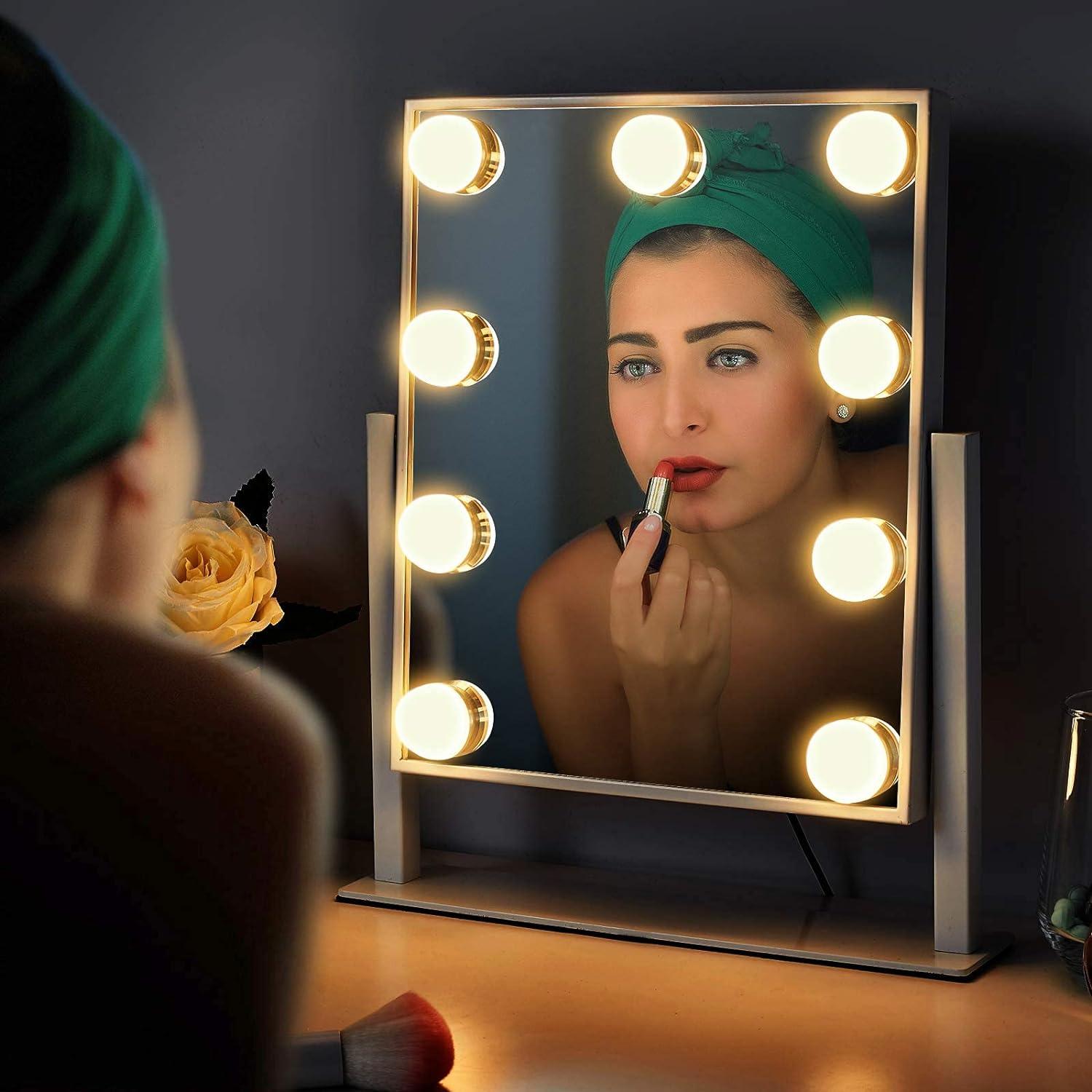 Espejo de tocador con luces, espejo de maquillaje iluminado Hollywood -  VIRTUAL MUEBLES