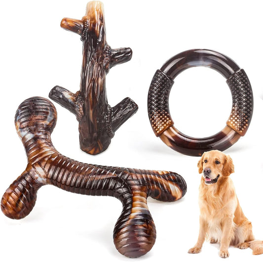 Juguetes para perros, paquete de 3 juguetes indestructibles para masticadores