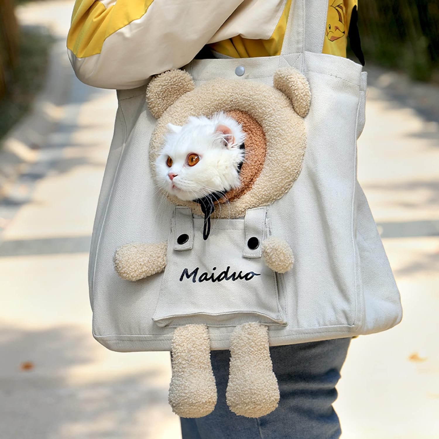 Bolsa transportadora para gatos, bolsa de hombro de lona para mascotas,