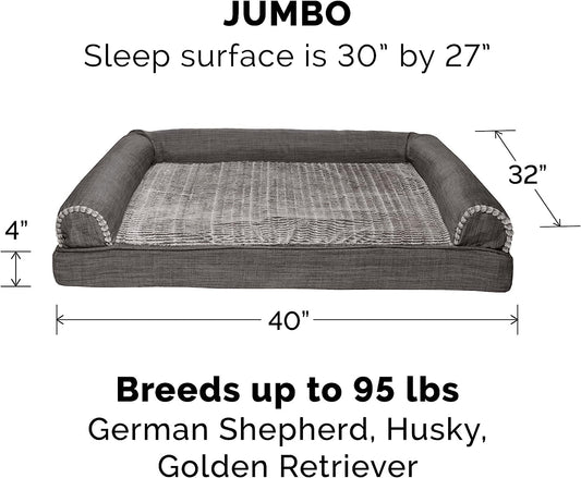 Cama ortopédica para perros grandes hasta 95 lbs lujoso sofá de pelo sintético