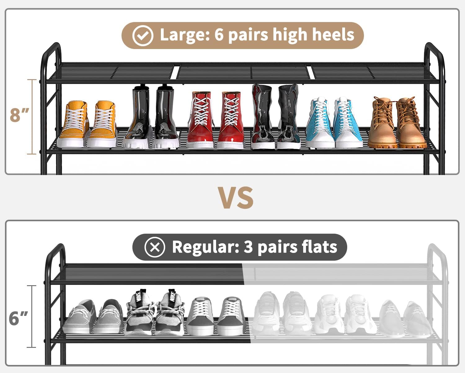 Organizador de zapatos largo de 3 niveles, capacidad extra grande para 24
