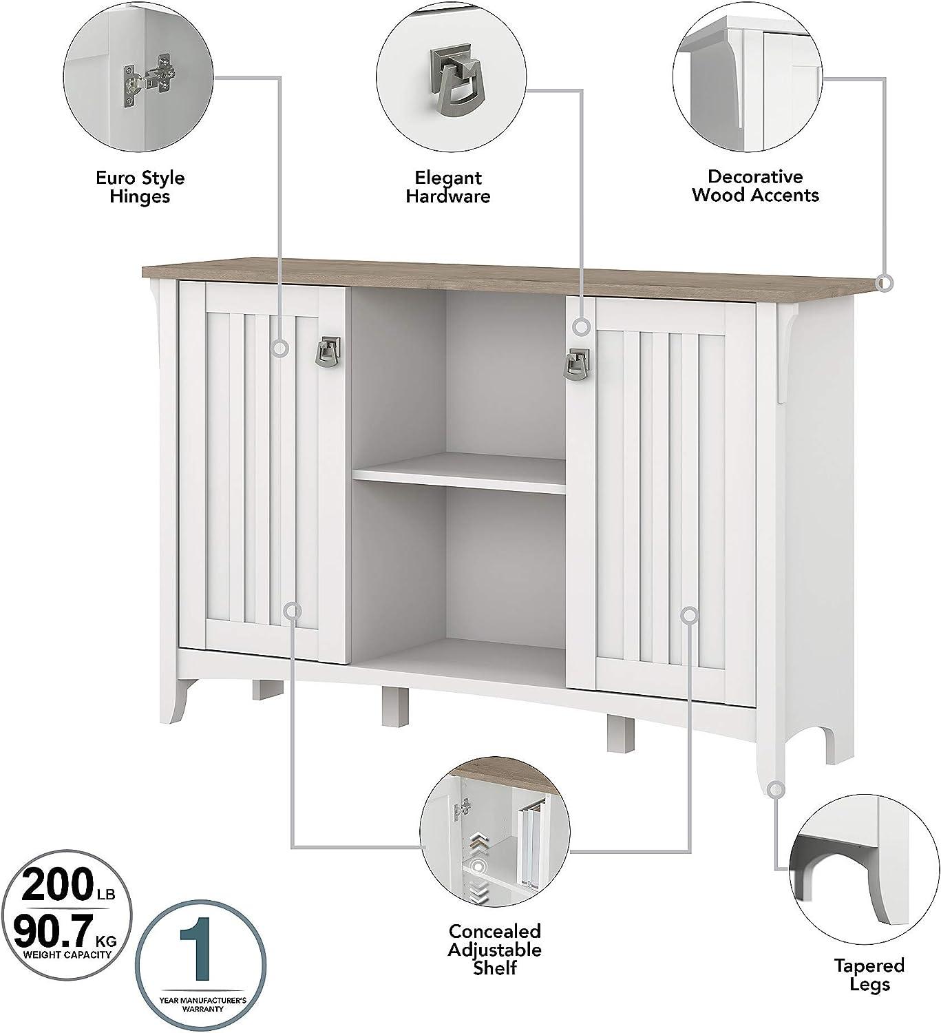 Furniture Salinas Accent Armario de almacenamiento con puertas, color blanco