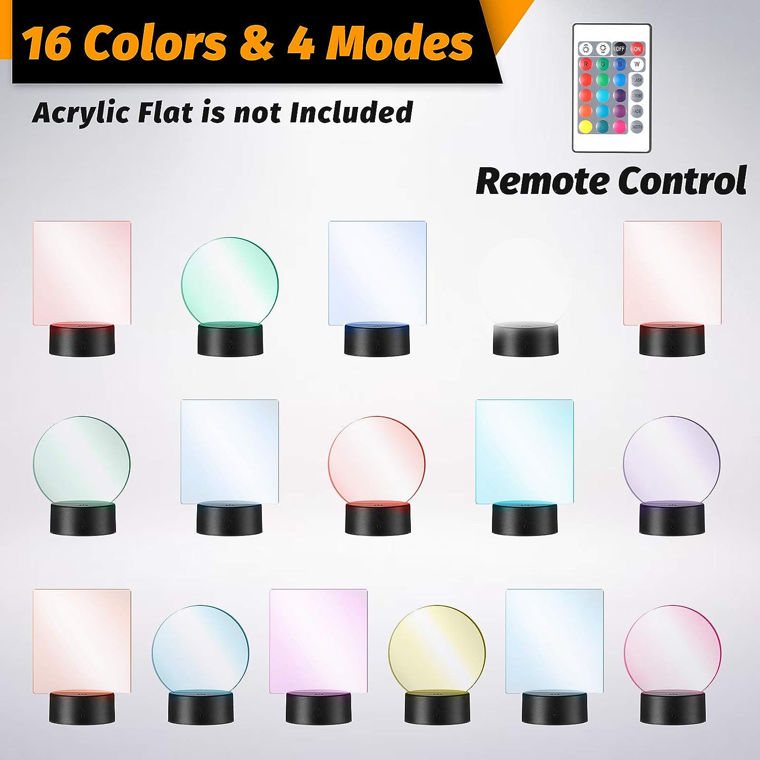 48 piezas de base de lámpara LED nocturna 3D, base de pantalla LED de 16