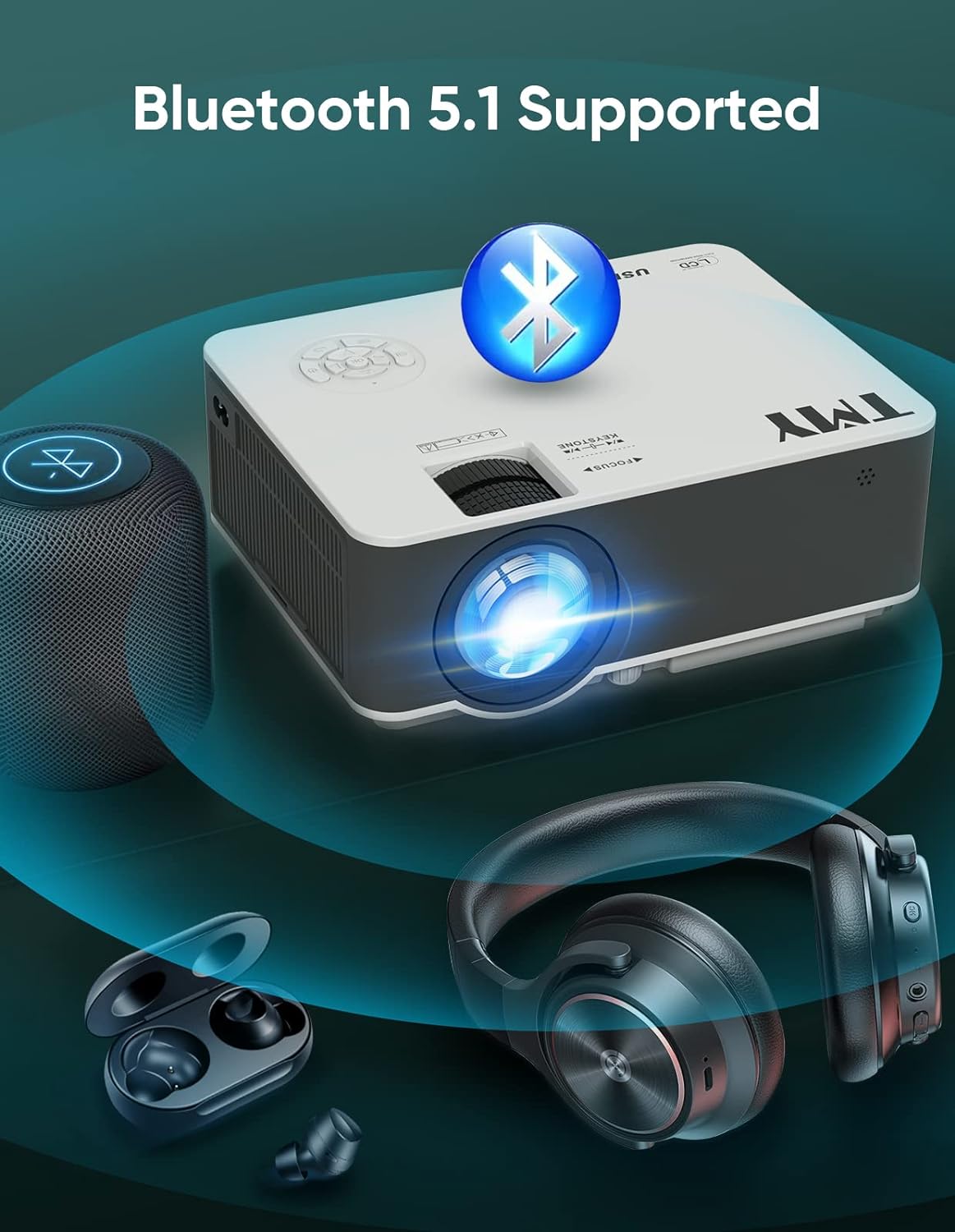 Proyector nativo 1080P con WiFi 5G y Bluetooth 51 mini proyector compatible con