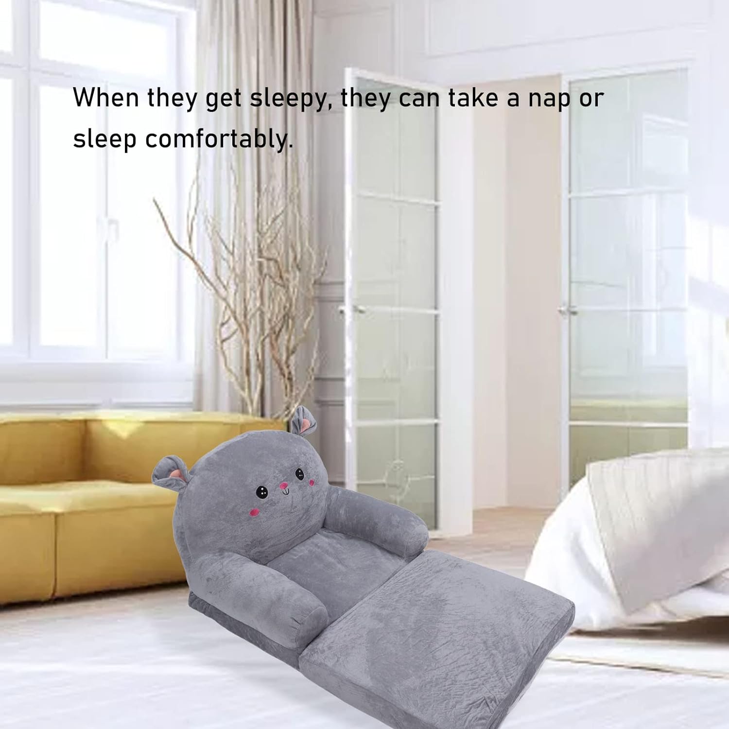 Sofá plegable de dibujos animados para niños, sofá cama con ventilación de