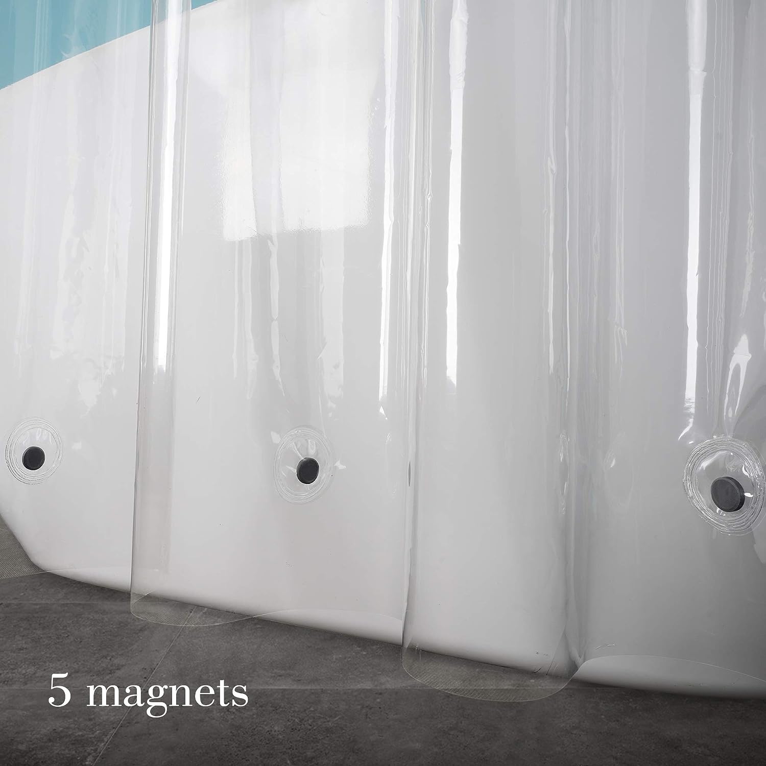  Amazer Cortina de ducha extra larga, 72 x 84 pulgadas, forro de  ducha de plástico transparente PEVA, impermeable, para baño, con 3 imanes y  ojales inoxidables