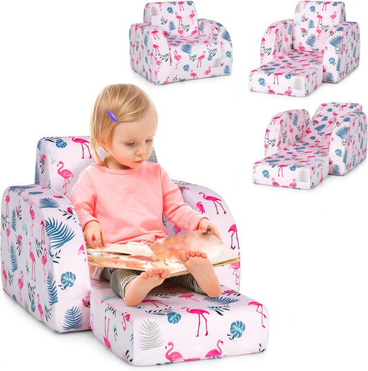 Sofá para niños, sofá abierto convertible 3 en 1 con asiento acolchado de