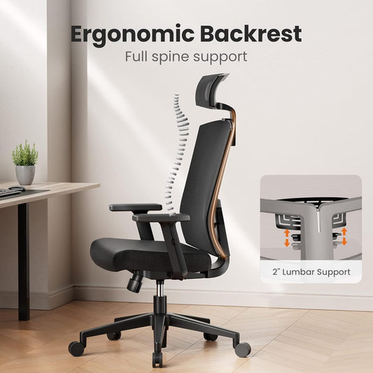 NOBLEWELL Silla de oficina, silla de escritorio con soporte lumbar ajustable,