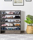 Giantex Zapatero 3 en 1, estantes de madera de 5 niveles para zapatos, cubo de
