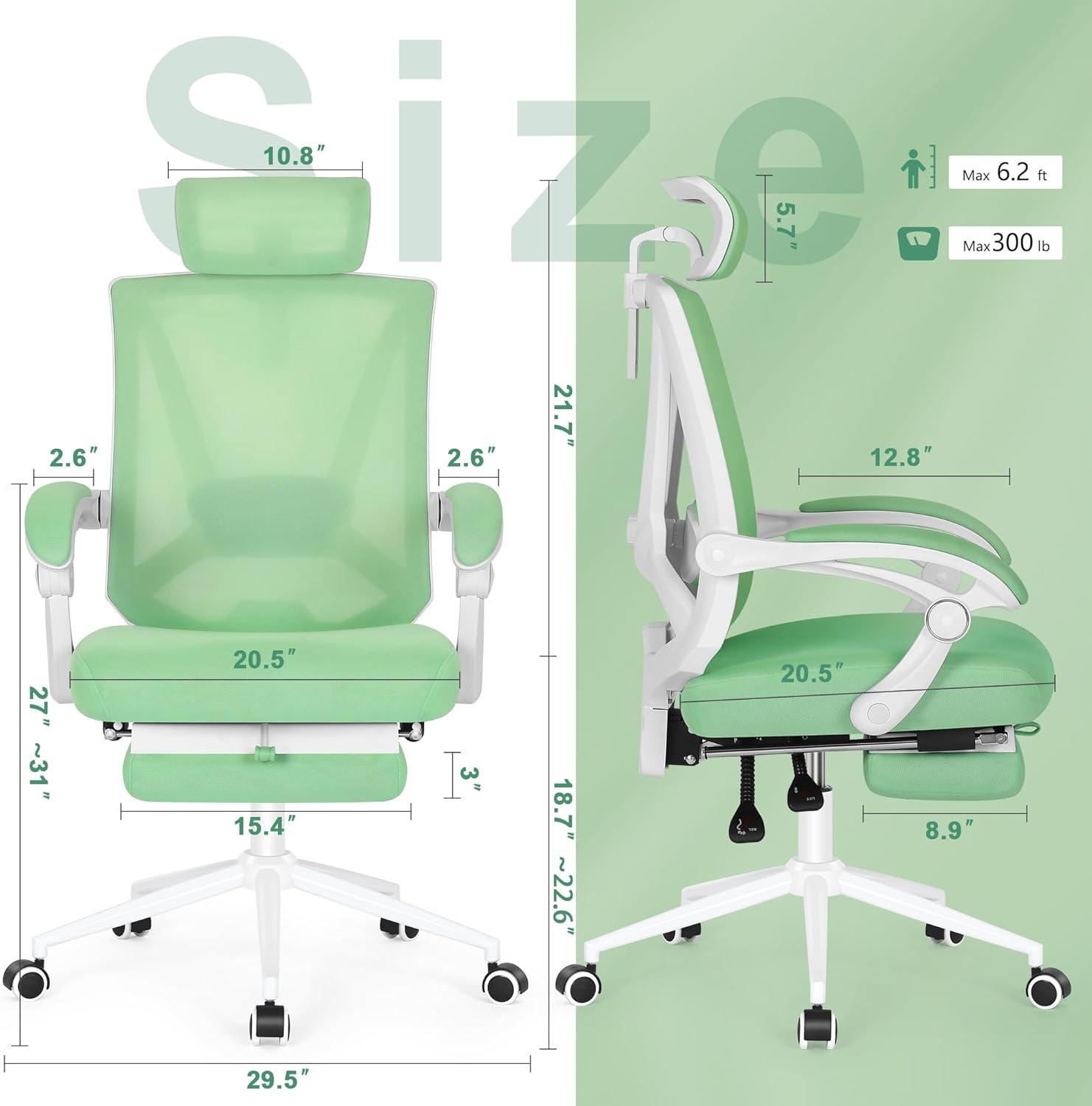 Silla de oficina ergonómica con reposapiés, silla de escritorio ergonómica con