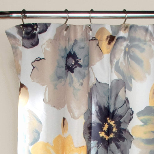 Lush Decor Leah Cortina de ducha de tela con diseño de flores grandes, 72 x 72