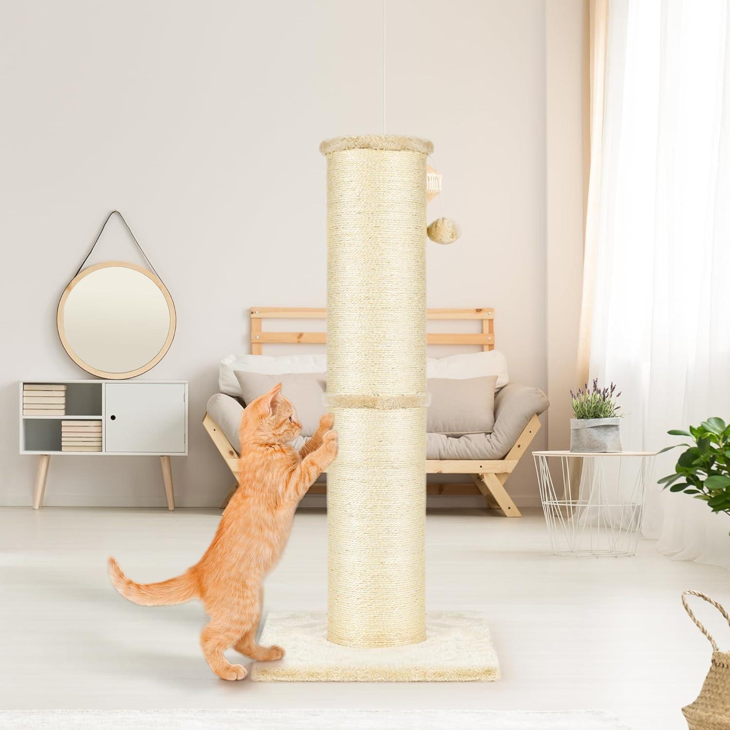 Rascador para gatos de 32 pulgadas de alto para interiores con cuerda -  VIRTUAL MUEBLES