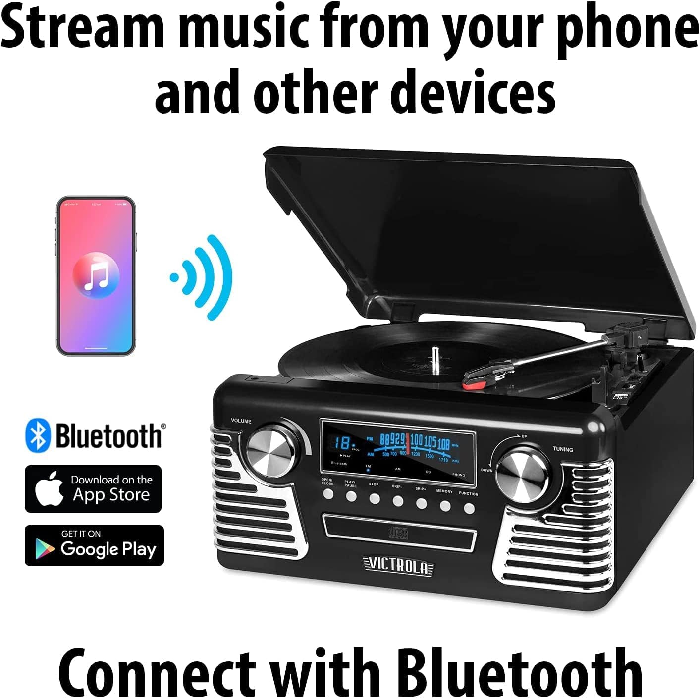 Frikistation - Sistema de tocadiscos con Bluetooth, CD
