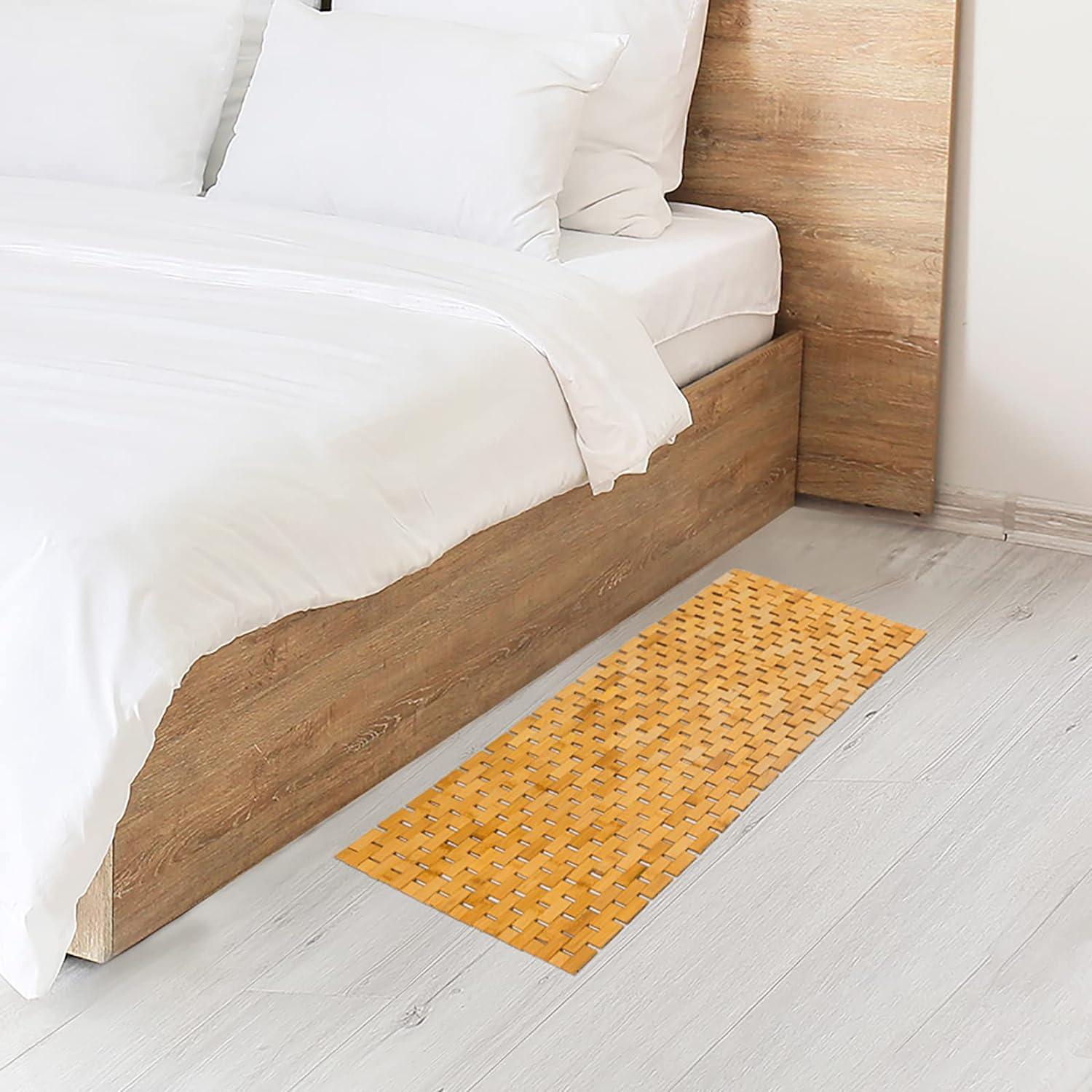 Alfombra de baño de bambú, alfombra larga y grande, para suelo, de madera, - VIRTUAL MUEBLES