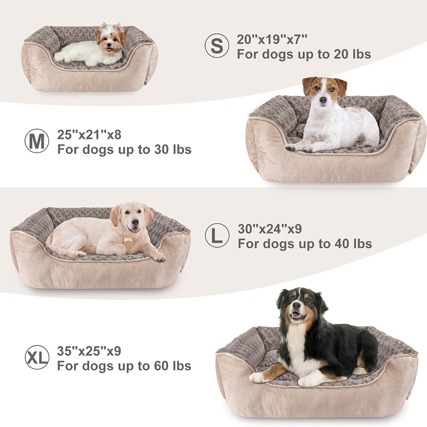 Cama rectangular para perros grandes medianos y pequeños lavable a máquina sofá