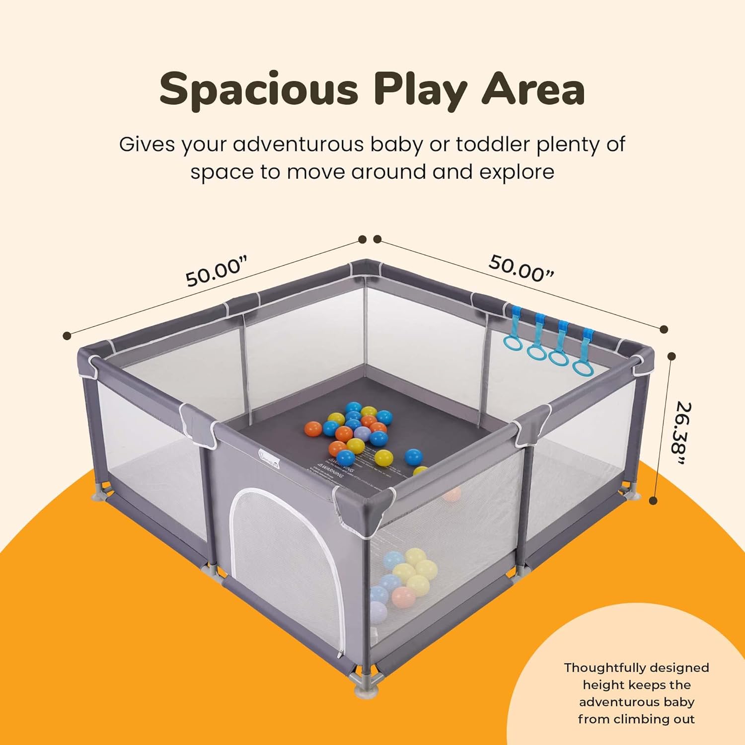 Corralito para bebés y niños pequeños, patios de juegos para bebés de 50 x  50 pulgadas, corralito de juegos para niños para interiores y exteriores