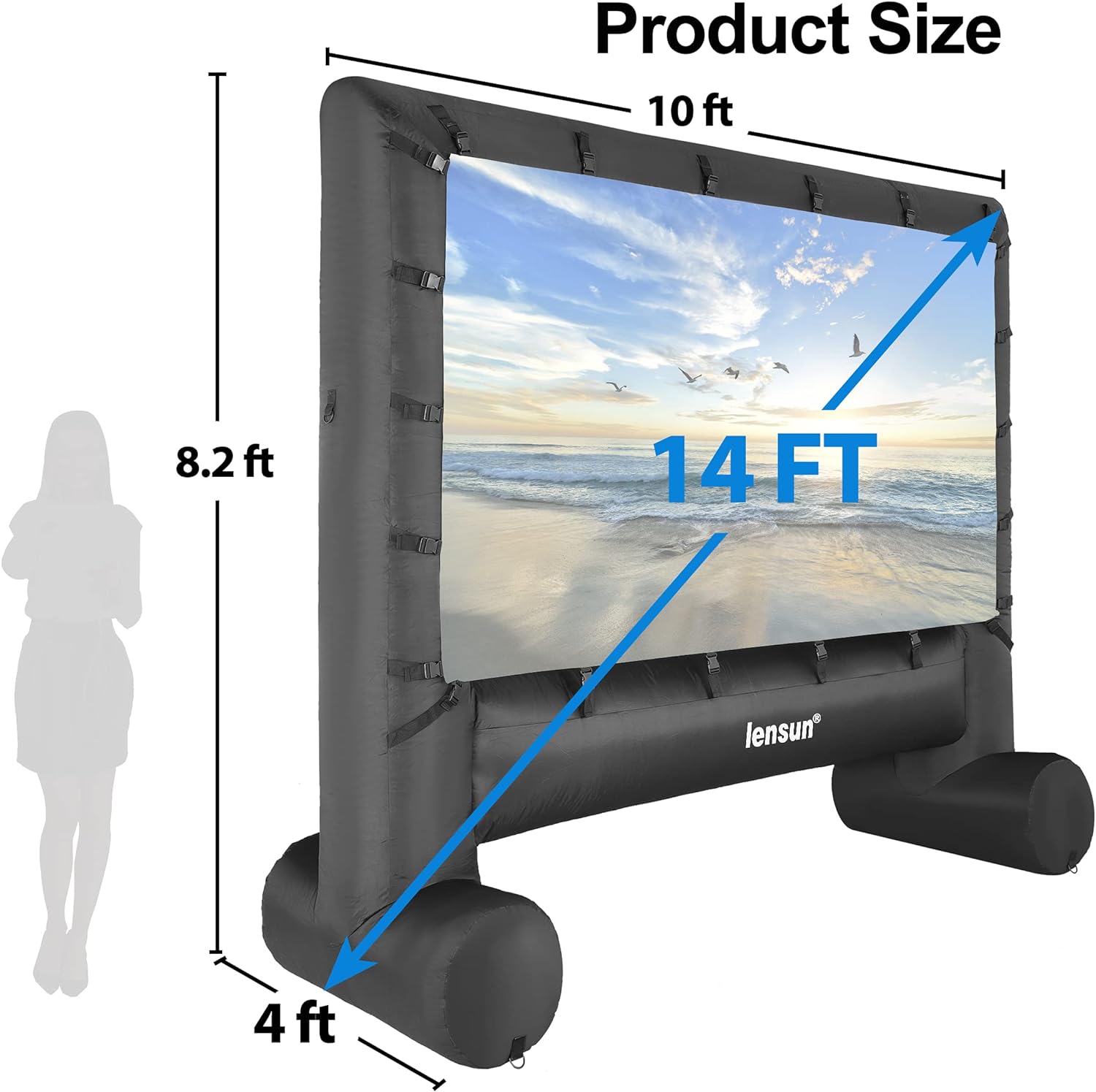Pro Pantalla inflable de 14 pies, pantalla de proyección de soplado al aire