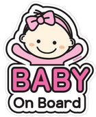 GEEKBEAR Baby on Board Sticker for Cars (02. Basic Girl) Diseño de dibujos - VIRTUAL MUEBLES